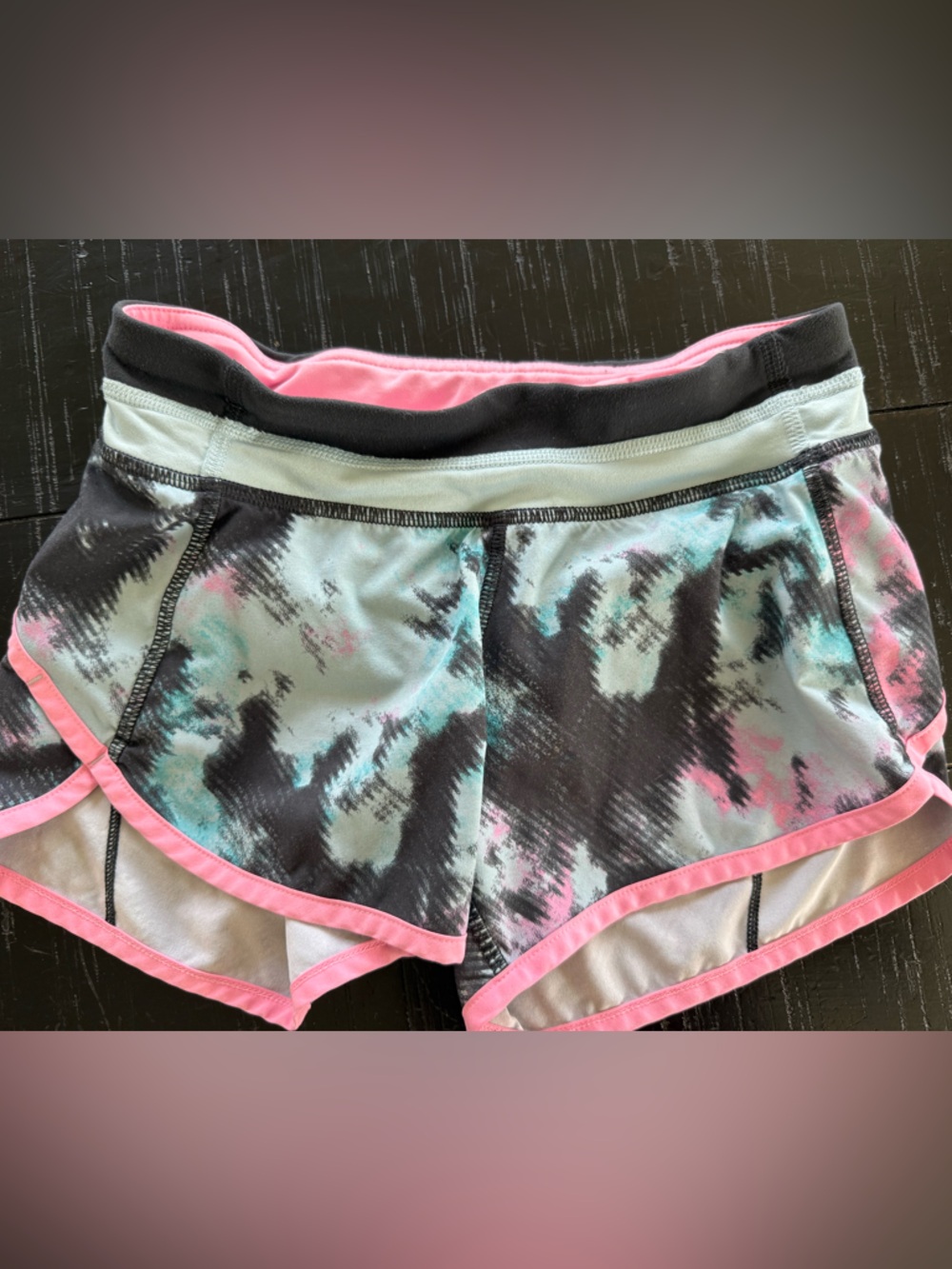 Ivivva Pastel Aqua and Pink Trim Shorts size 8